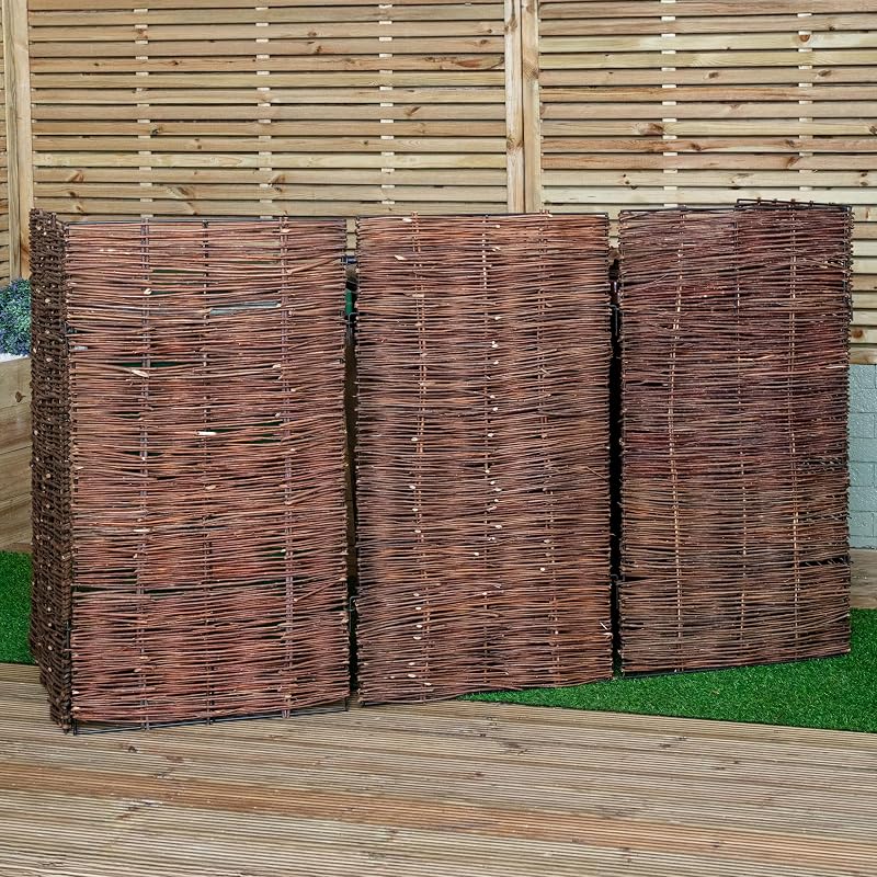 Samuel ALEXANDER 1.16m x 1.83m Triple Garden Willow Wheelie Bin Screen