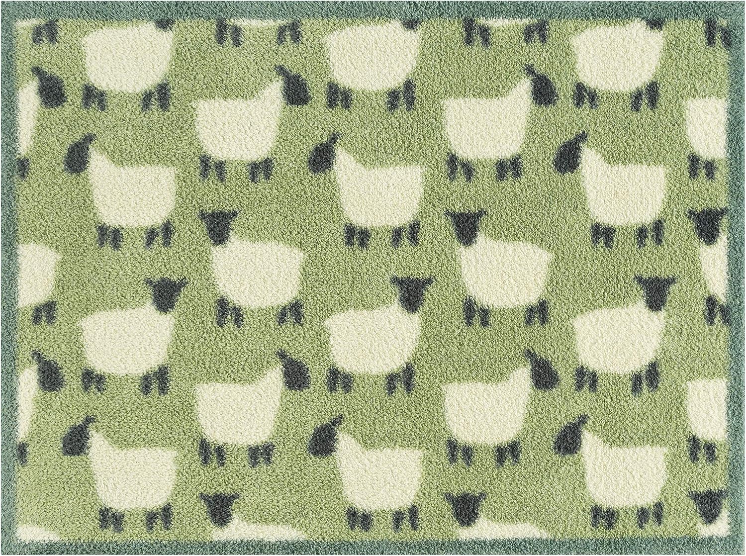 Turtle Mat Sheep Flock design- Green - highly absorbent indoor barrier mat, size 60x85cm