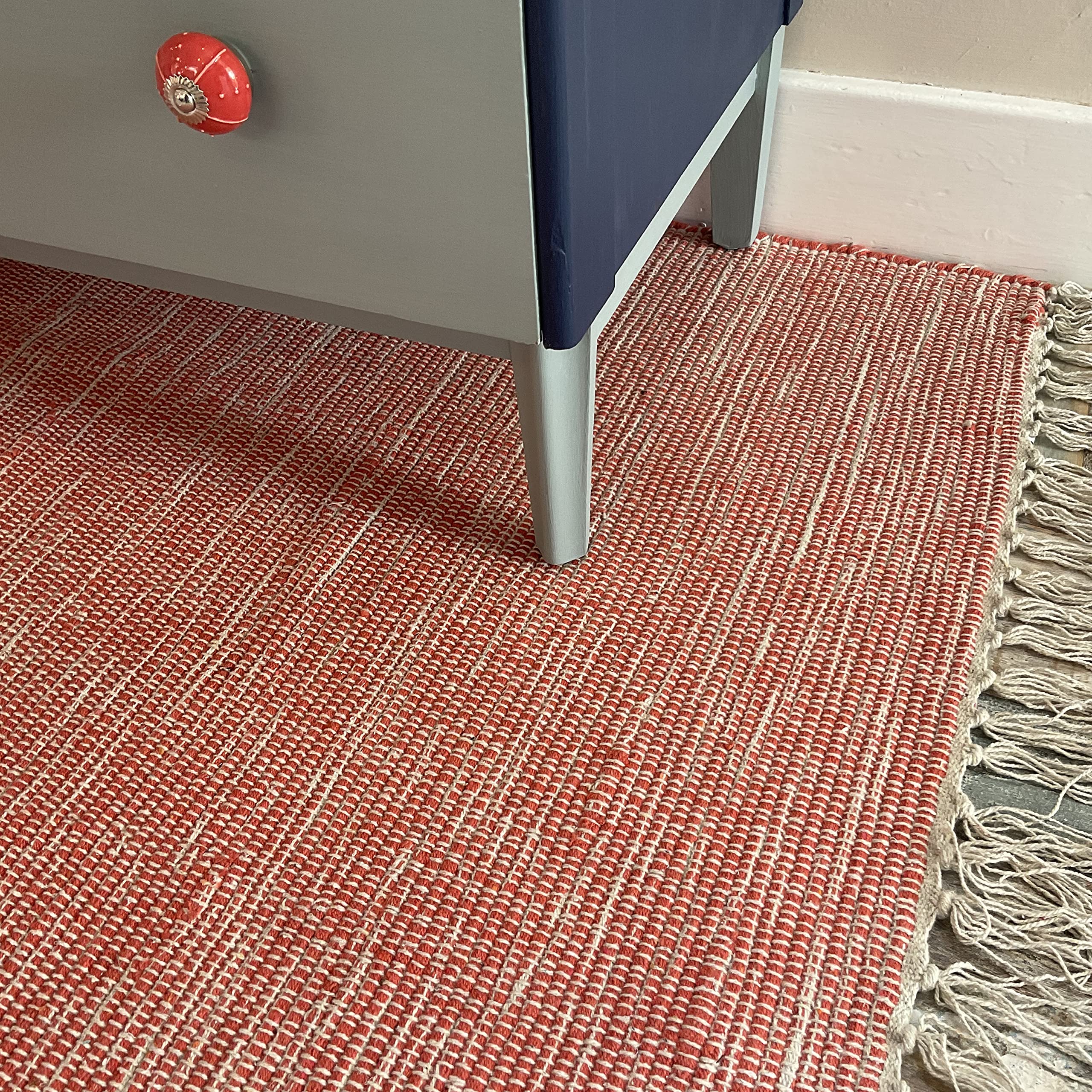 Second Nature Online Pale Rust Red Hush Soft Cotton Rug Hand Loomed and GoodWeave Certified Small 75 cm x 120 cm