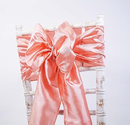 Taffeta Chair Sashes Bows Wedding Events Decor 48 Colours Matching Runners Available Fiesta Coral
