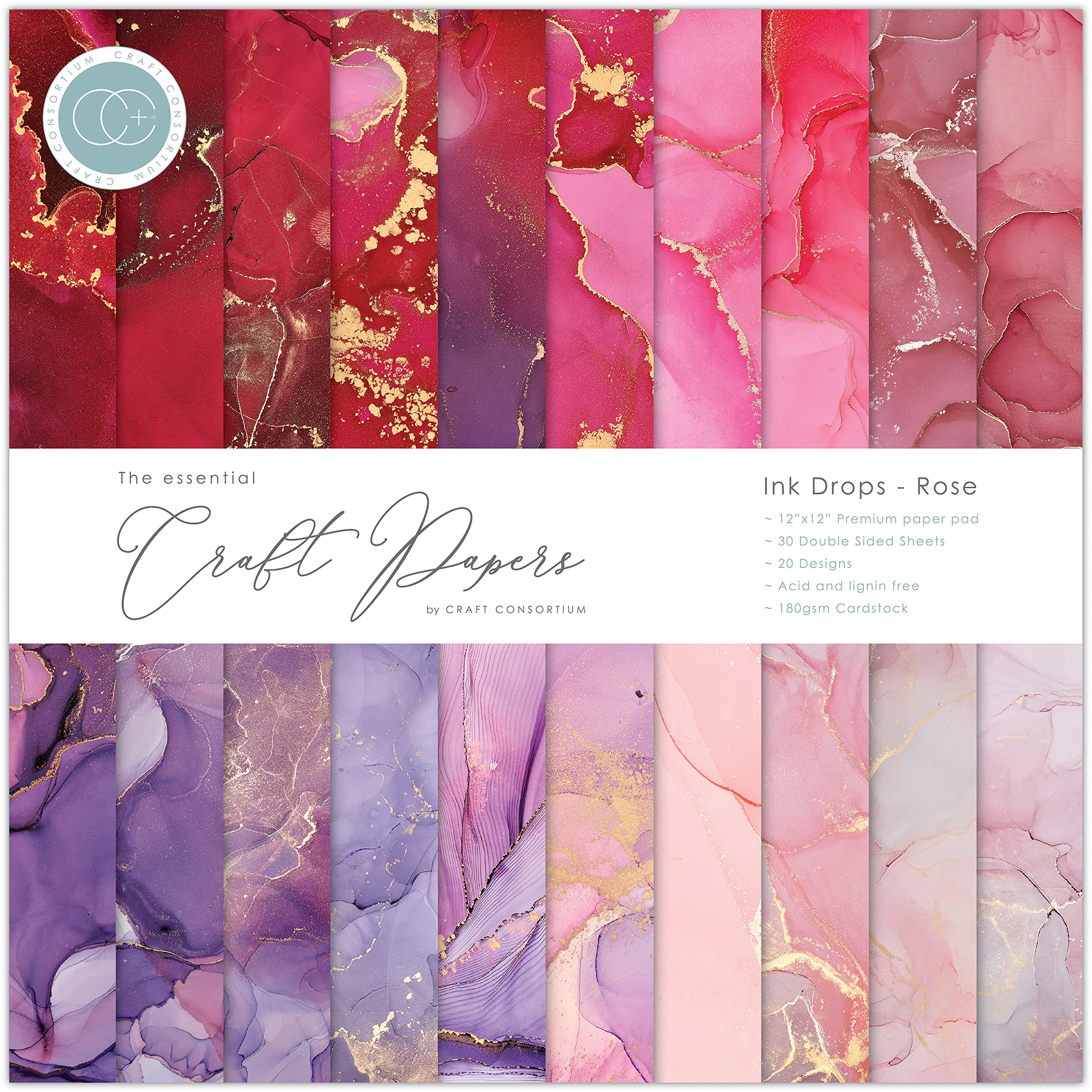 The Essential Craft Papers - Ink Drops - Rose