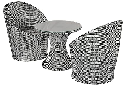 FurniFuture Dome Outdoor Patio Furniture Set 2+1 - (Black and White)