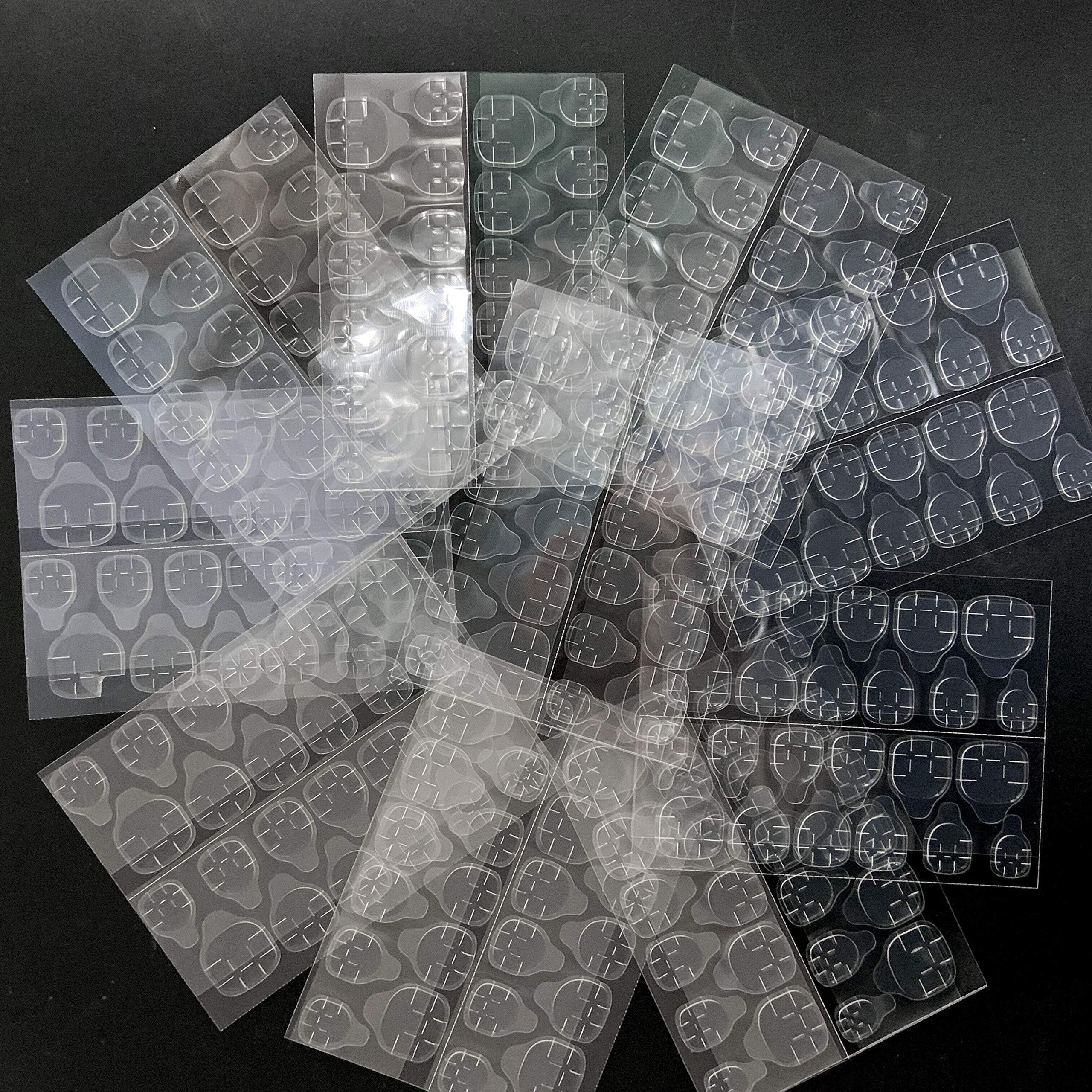 10 Sheets (240pcs) Transparent Clear Breathable Jelly Double Sided Adhesive Tapes Glue Stickers Fingernail Art False Nail Tips Extension Tools