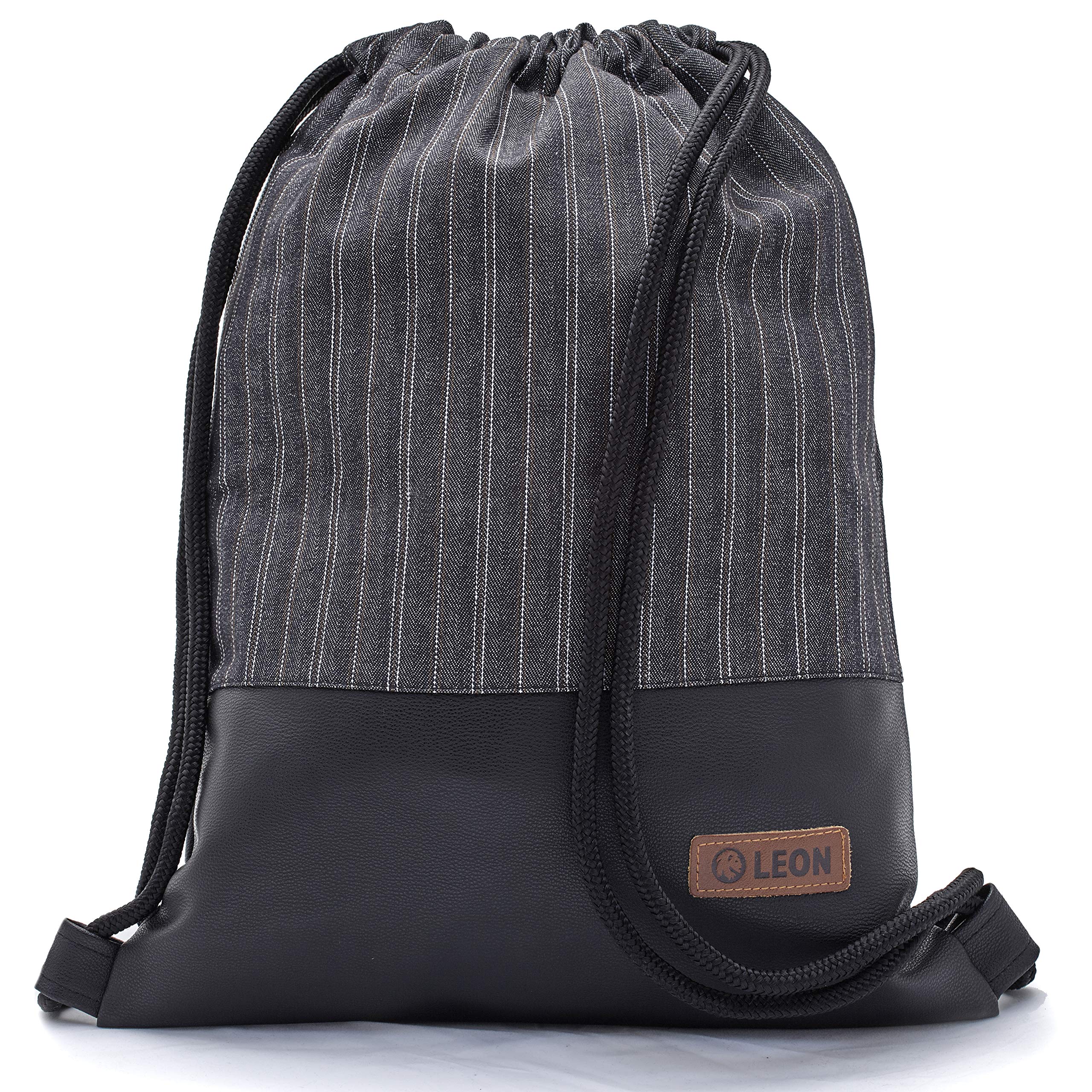 By Bers Leon Gym Bag with Inner Pockets Zip Plain Design Backpack Bag Bag Women Men & Teenagers Gym Bag Hipster, Line grey / black (Multicolour) - TB_001