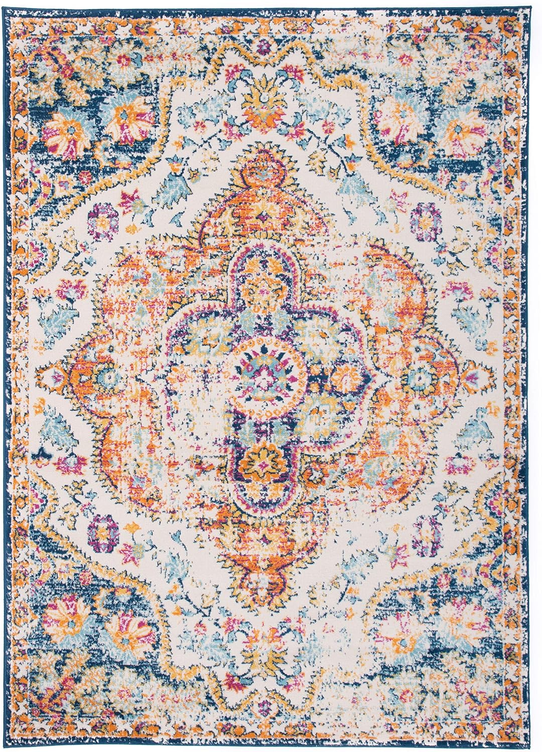 Rugshop Vintage Distressed Bohemian Area Rug 5' x 7' Multi: Furniture & Decor