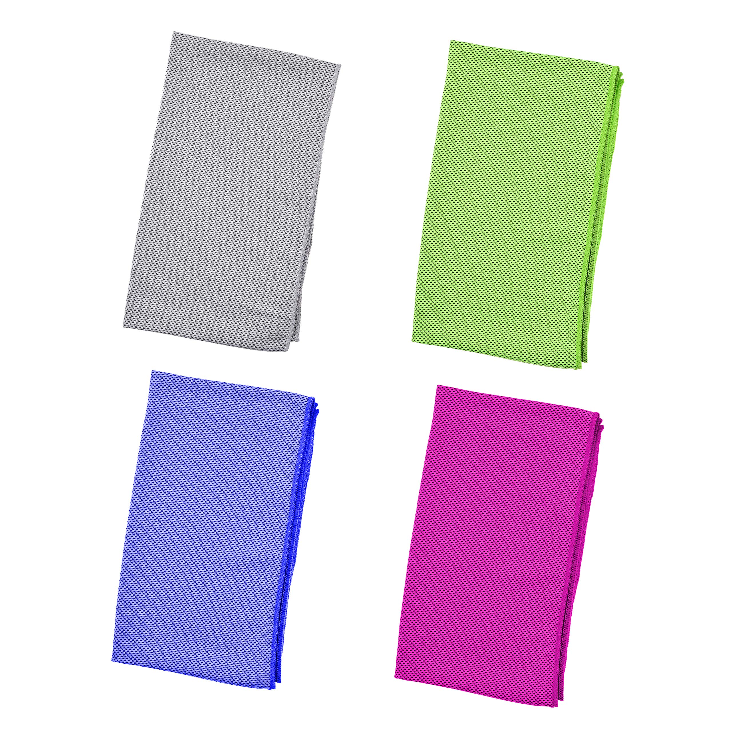Kare & Kind Set of 4 Evaporative Cooling Towels (Blue, Green, Red, Gray), Extra Long 40x12 Inch Chill Pat for Sports, Workout, Fitness, Gym, Yoga, Running, Pilates, Golf, Travel, Camping & More
