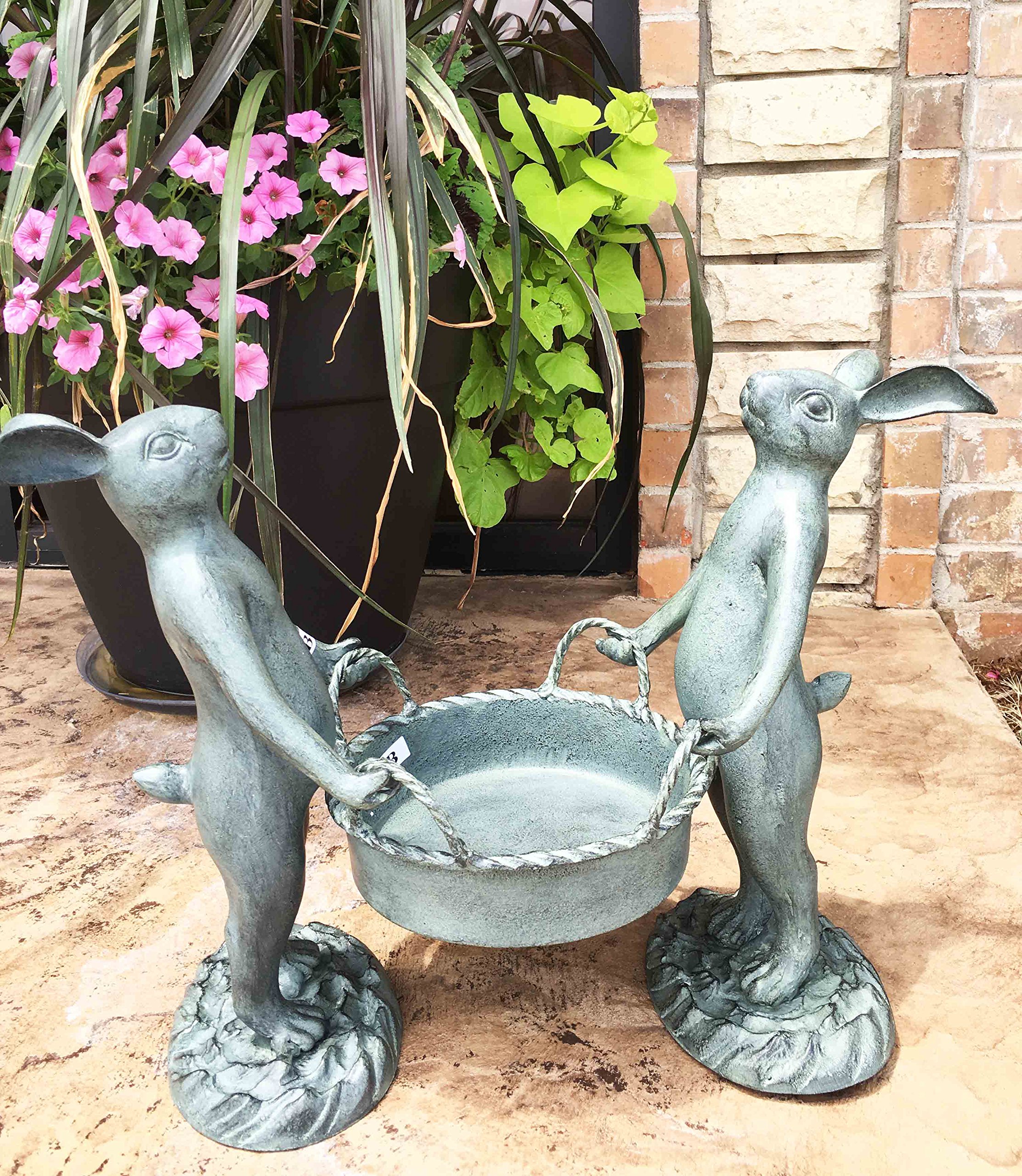 Whimsical Hardworking Bunny Rabbit Gardeners Flower Pot Planter Holder