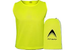 Athllete 12 pcs Duramesh Pinnies/Scrimmage Vest - Kids Youth and Adult Pinnies, Numbered Penny Jerseys for Soccer