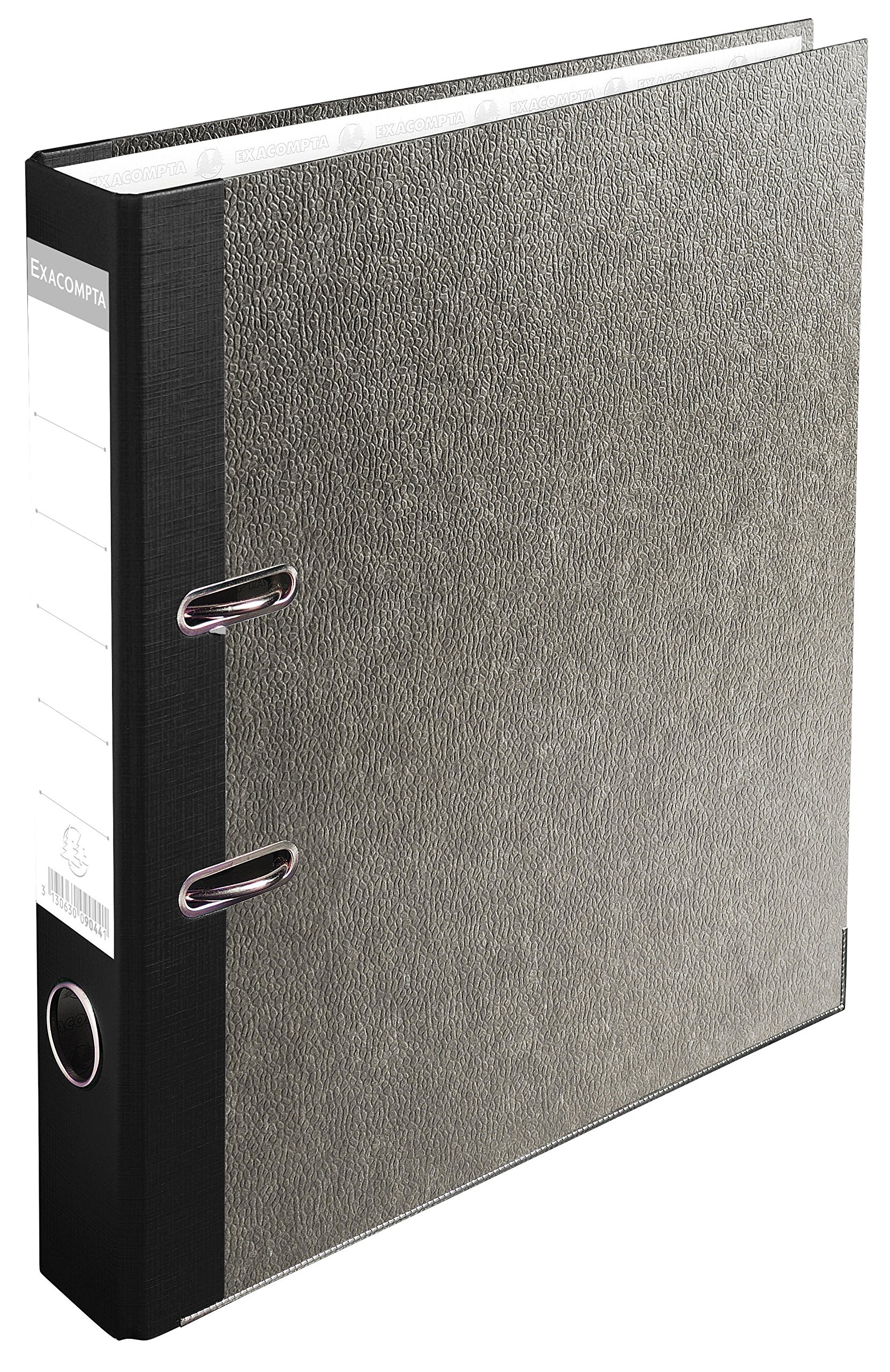 Exacompta - Ref 9044B - Prem'Touch Lever Arch File - 32 x 29cm in Size, Suitable for A4+ Documents, 50mm Spine, 50mm Rings, Metal Finger Pull - Grey Marbled Cover - Black Spine