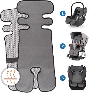 Atmungsaktive Sommer Sitzeinlage, Sitzauflage für Kinderwagen, Buggy und Kindersitz - Kühlt und schützt den Sitzbezug vor Flecken - Grau