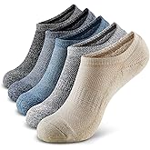 MONFOOT Men's/Women's 5 Pairs Cushion No Show Non slip Socks, Multipack