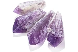 KALIFANO Cathedral Amethyst Point Bundle with Healing & Calming Effects - High Energy Reiki Brazilian Amatista Piedras Elestial Used for Stability and Peace (Information Card Included)