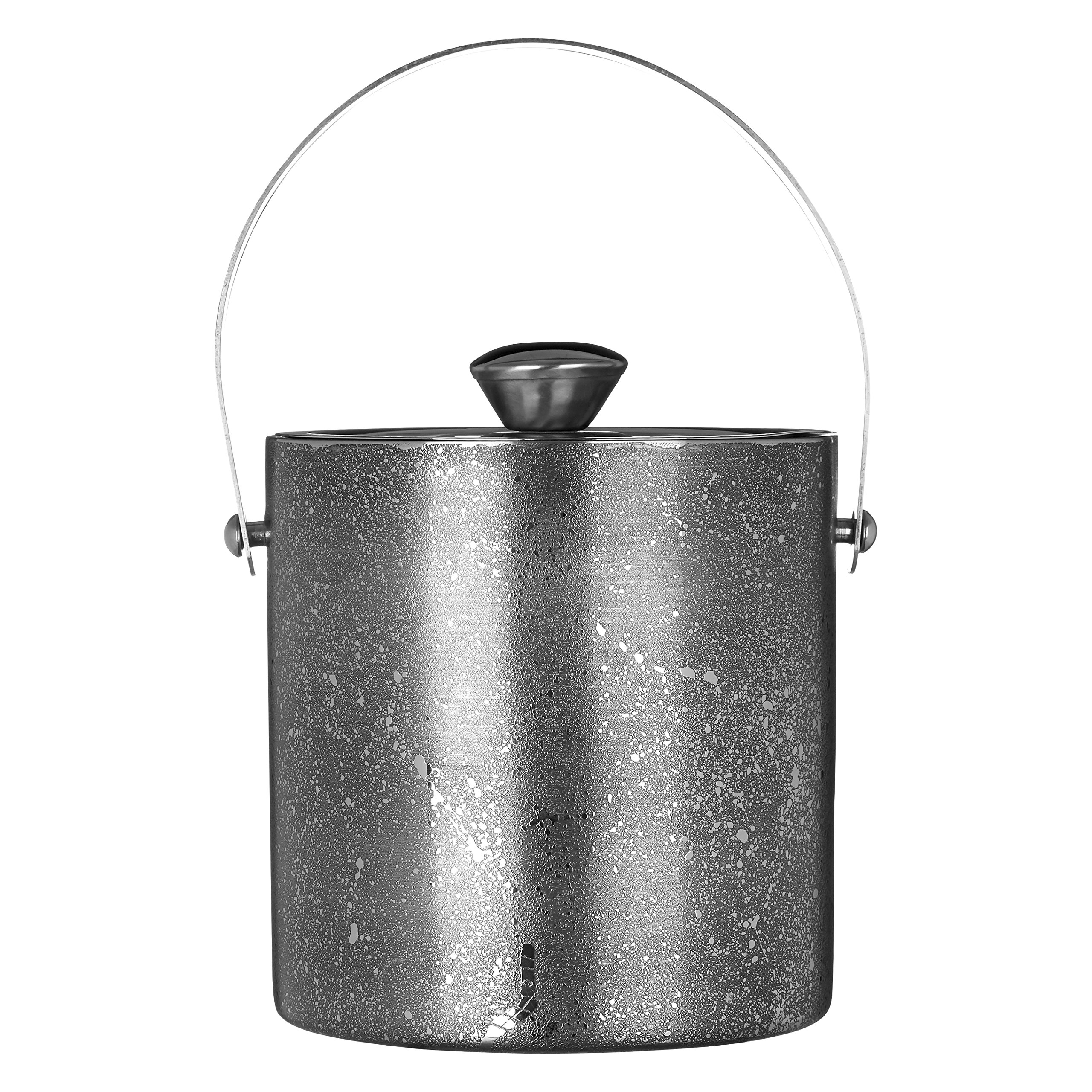 Premier Housewares Ice Bucket With Lid, Stainless Steel, Silver, 16 x 18 x 15 cm
