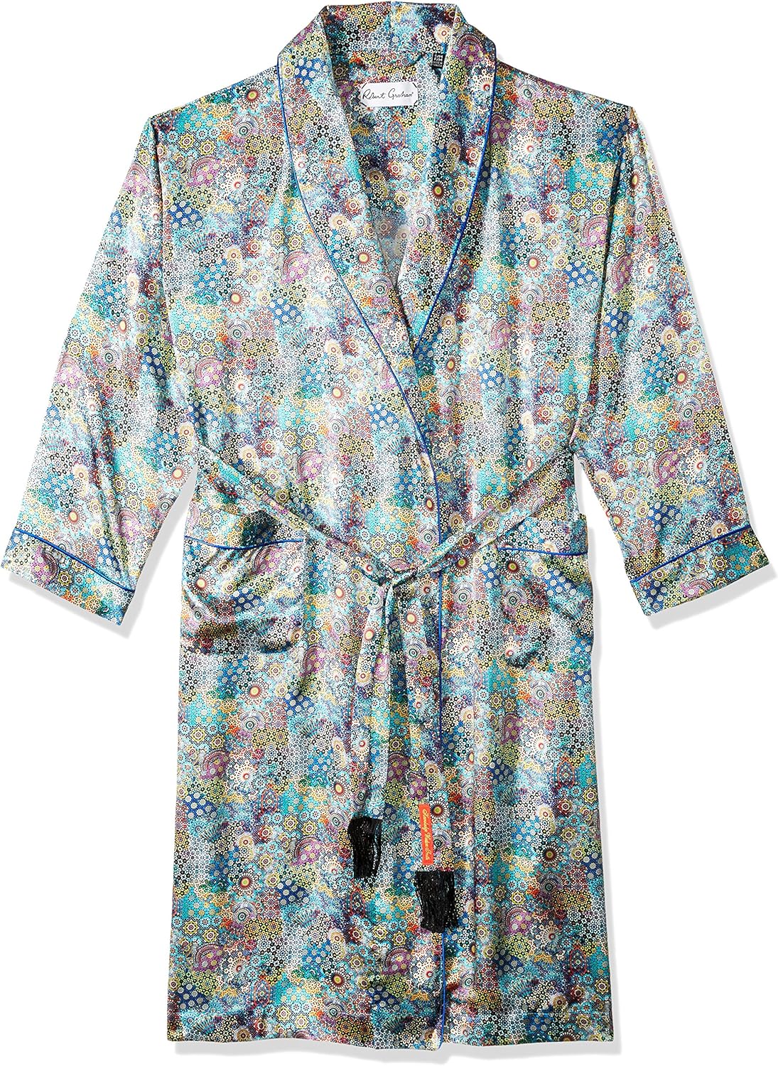 Robert Graham Sira Silk Men's Shawl Robe, Royal Print, L/XL at Amazon