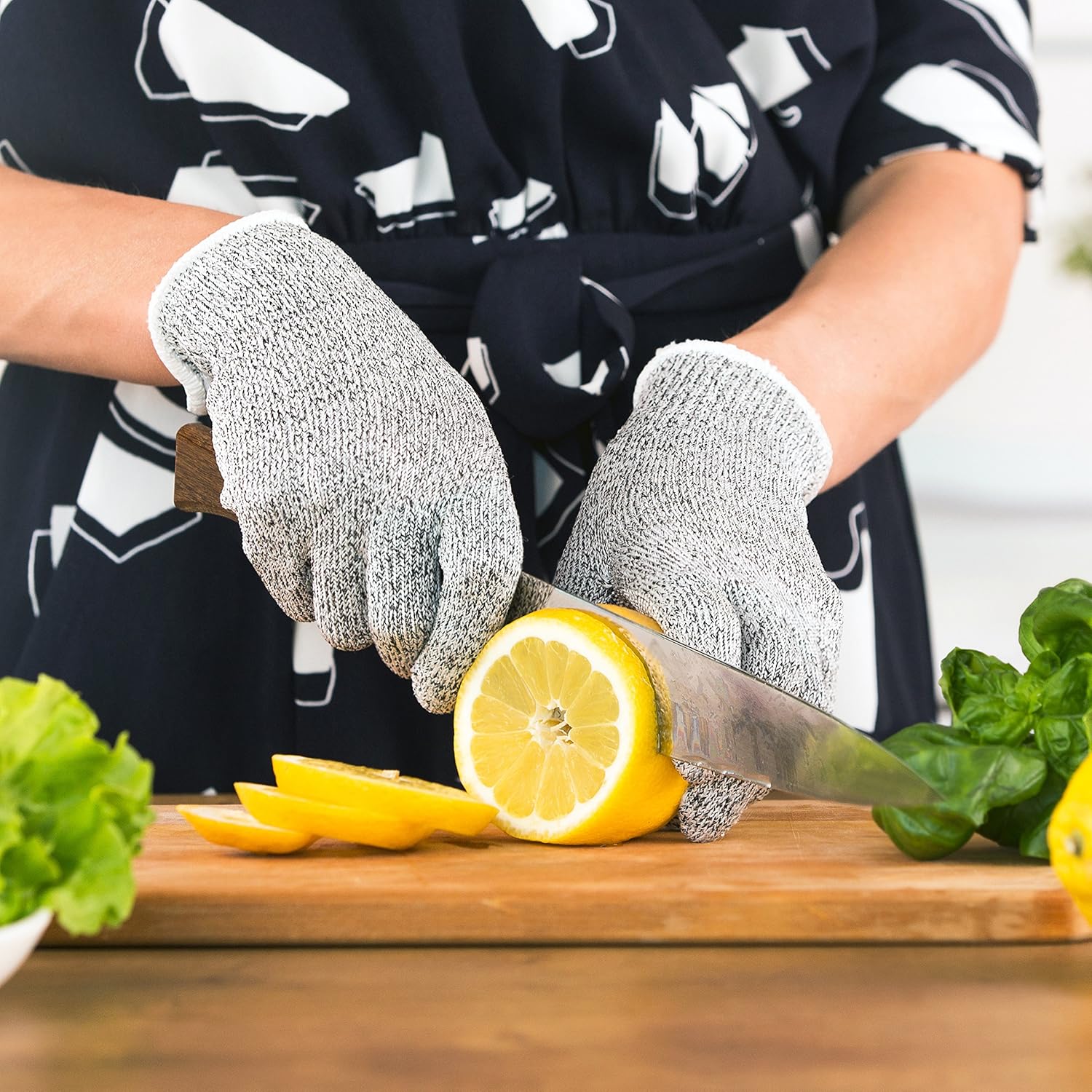 NoCry Cut Resistant Gloves with Grip Dots - High Performance Level 5 Protection, Food Grade. Size Large, Free Ebook Included! - - 