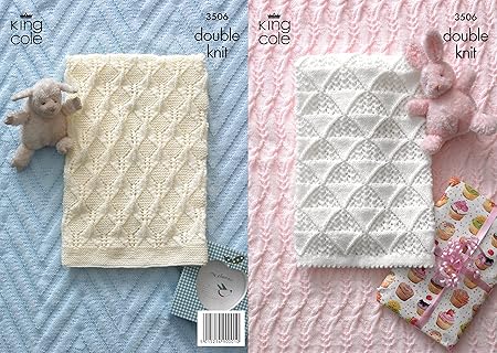 King Cole 3506 Knitting Pattern Baby Blankets To Knit In Comfort