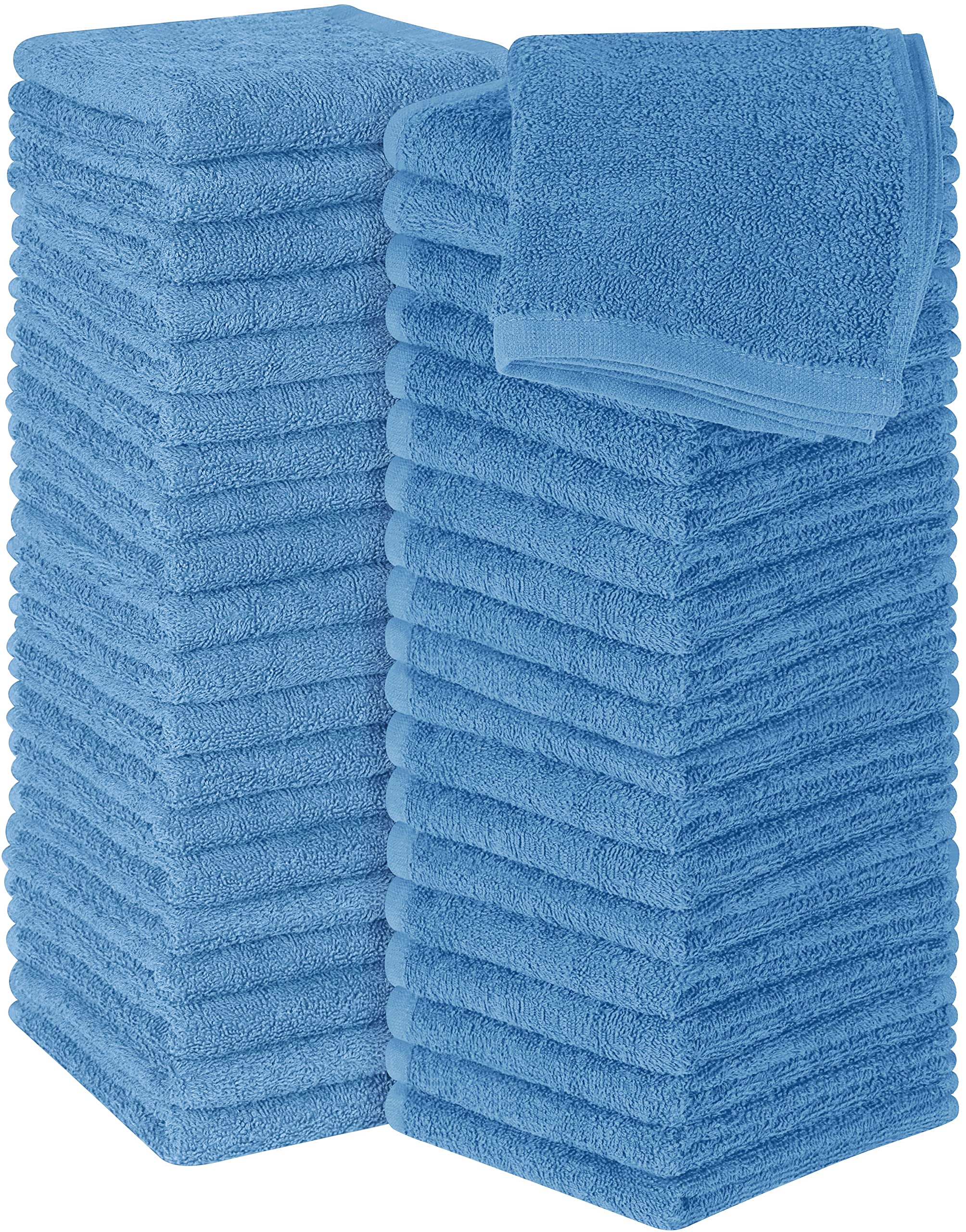 Utopia Towels - Flannel Face Cloths Set - 30 x 30 cm - 100% Ring Spun Cotton, Premium Quality Washcloths, Highly Absorbent Face Towels, Perfect for Cleaning Dishes (60-Pack, Electric Blue)