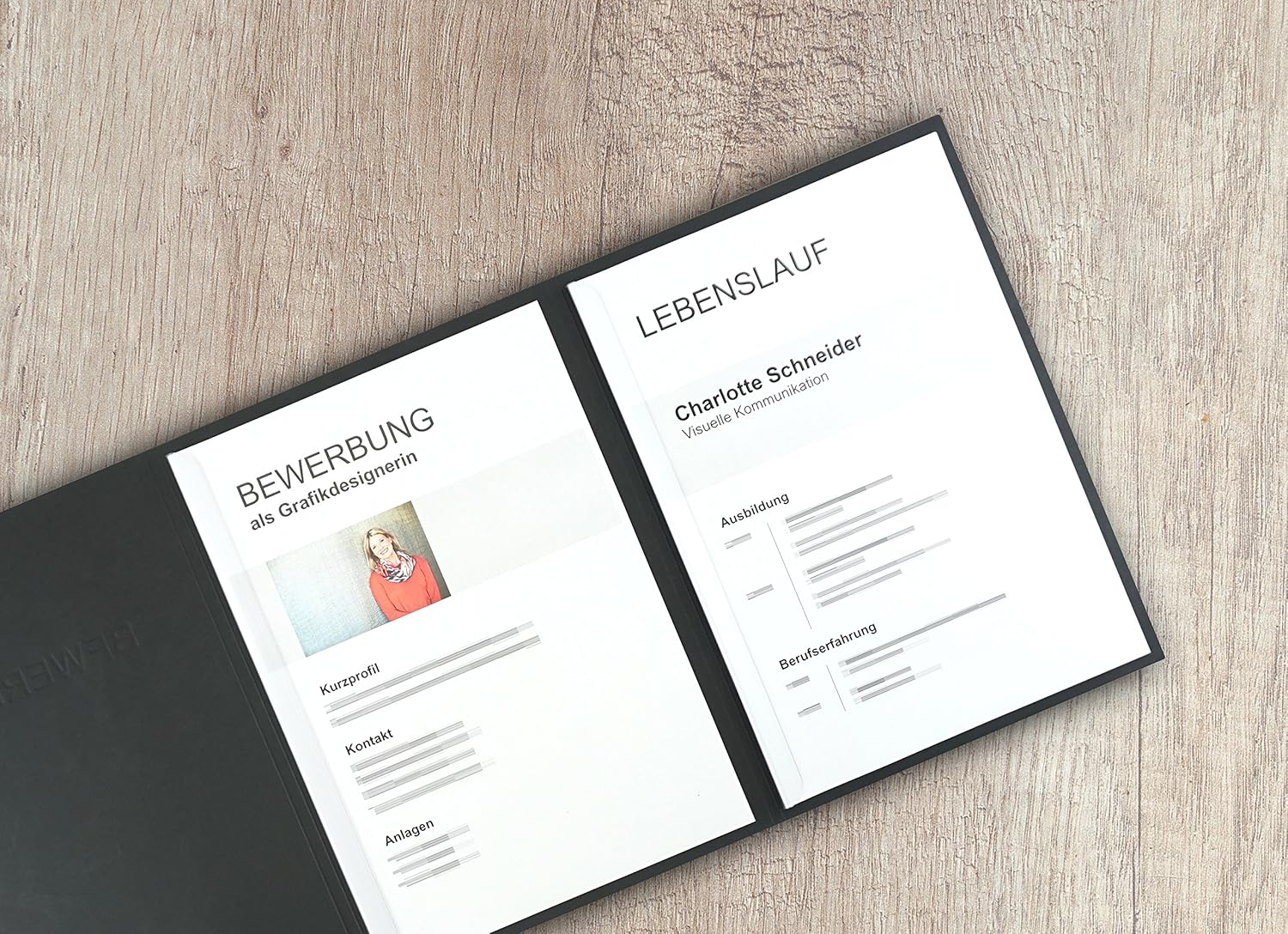 10 Stück 3 Teilige Bewerbungsmappen Schwarz Mit 2 Klemmschienen In