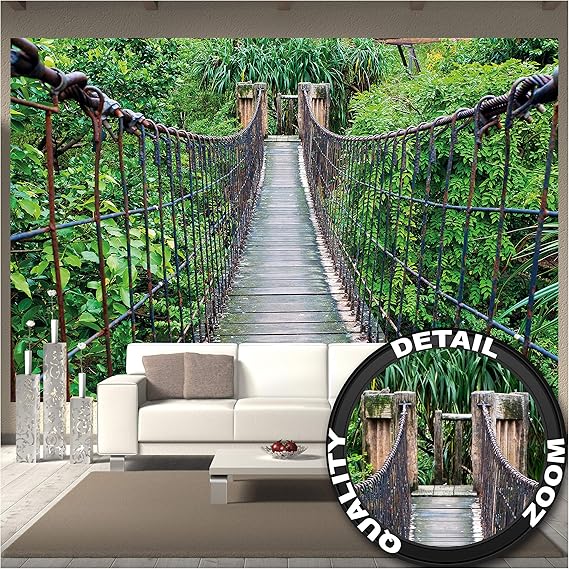 Wall Mural Rope Bridge Mural Decoration Jungle Landscape Nature