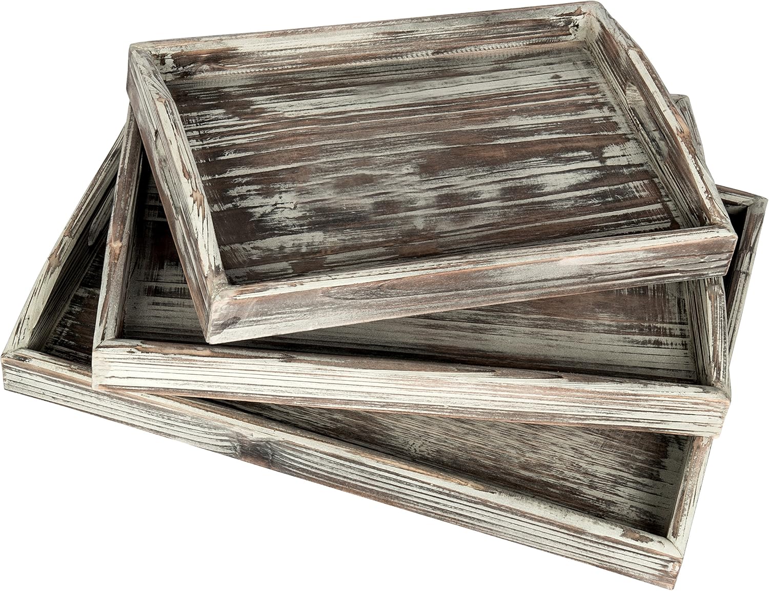 Bandejas para servir de desayuno con anida de madera rústica con asas