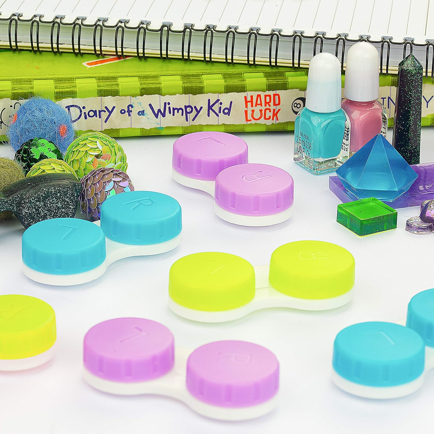 CHATTAL Colorful Contact Lens Case, Pack of 6 Leak Proof, Compact Eye Contact Case for Travelling: Health & Personal Care