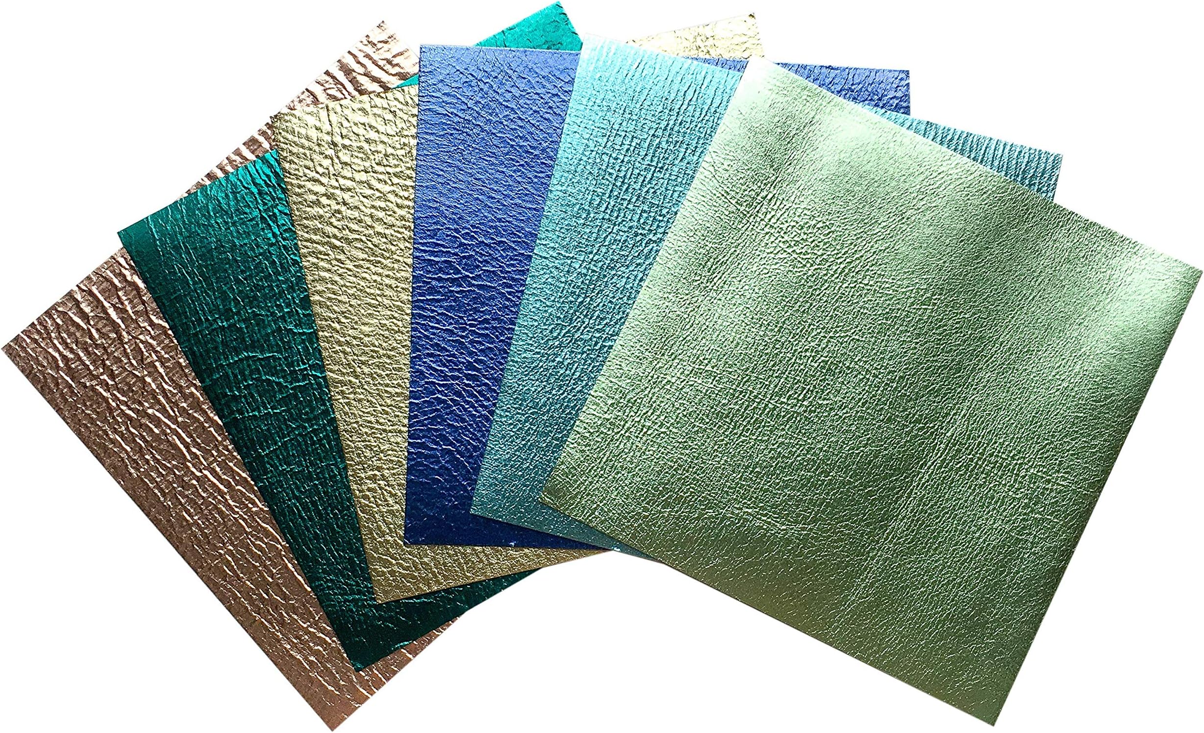 Multicolored Metallic Sheet Mix: Genuine Sheep Skin Sheets, pre Cut Leather Sheets 5x5In/12x12cm