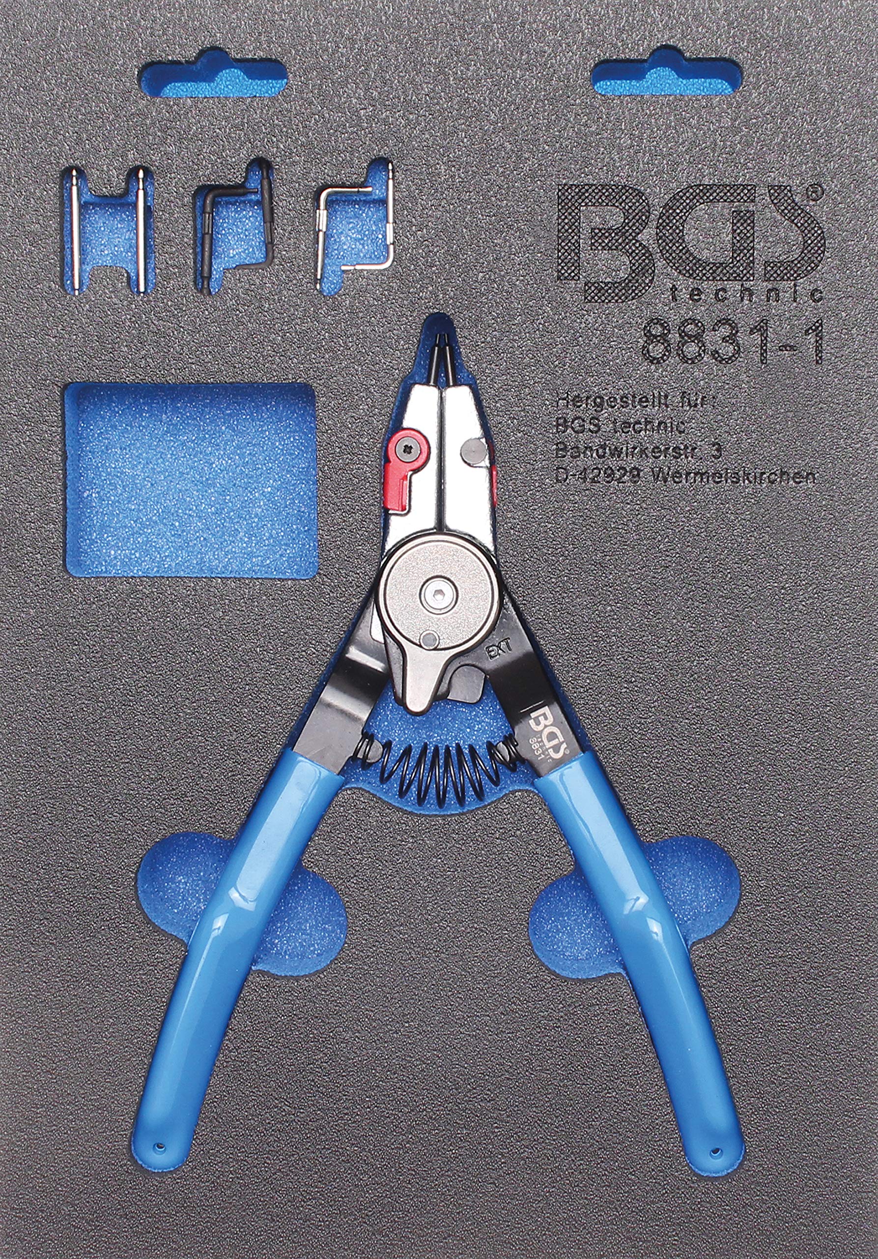 BGS 8831-1 | Circlip Pliers | for external/internal Circlips | Exchangeable Tips | 180 mm