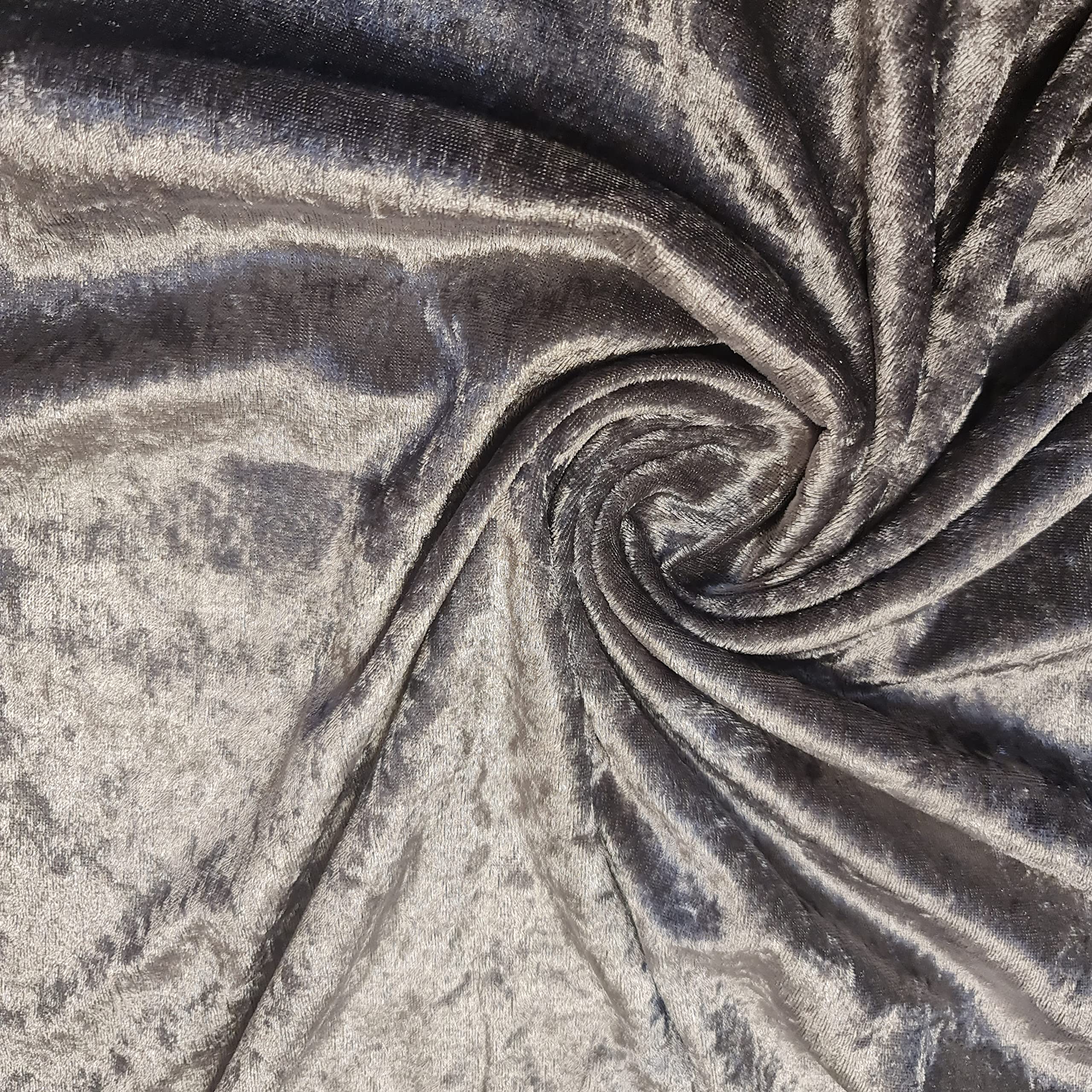 Premium Crushed Velvet Fabric Craft Stretch Velour Material 150cm Extra Wide -EP (Grey, 1 Meter)
