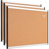 鶹 Basics Cork Board 17"x23",Aluminum/Plastic Frame, 3pack