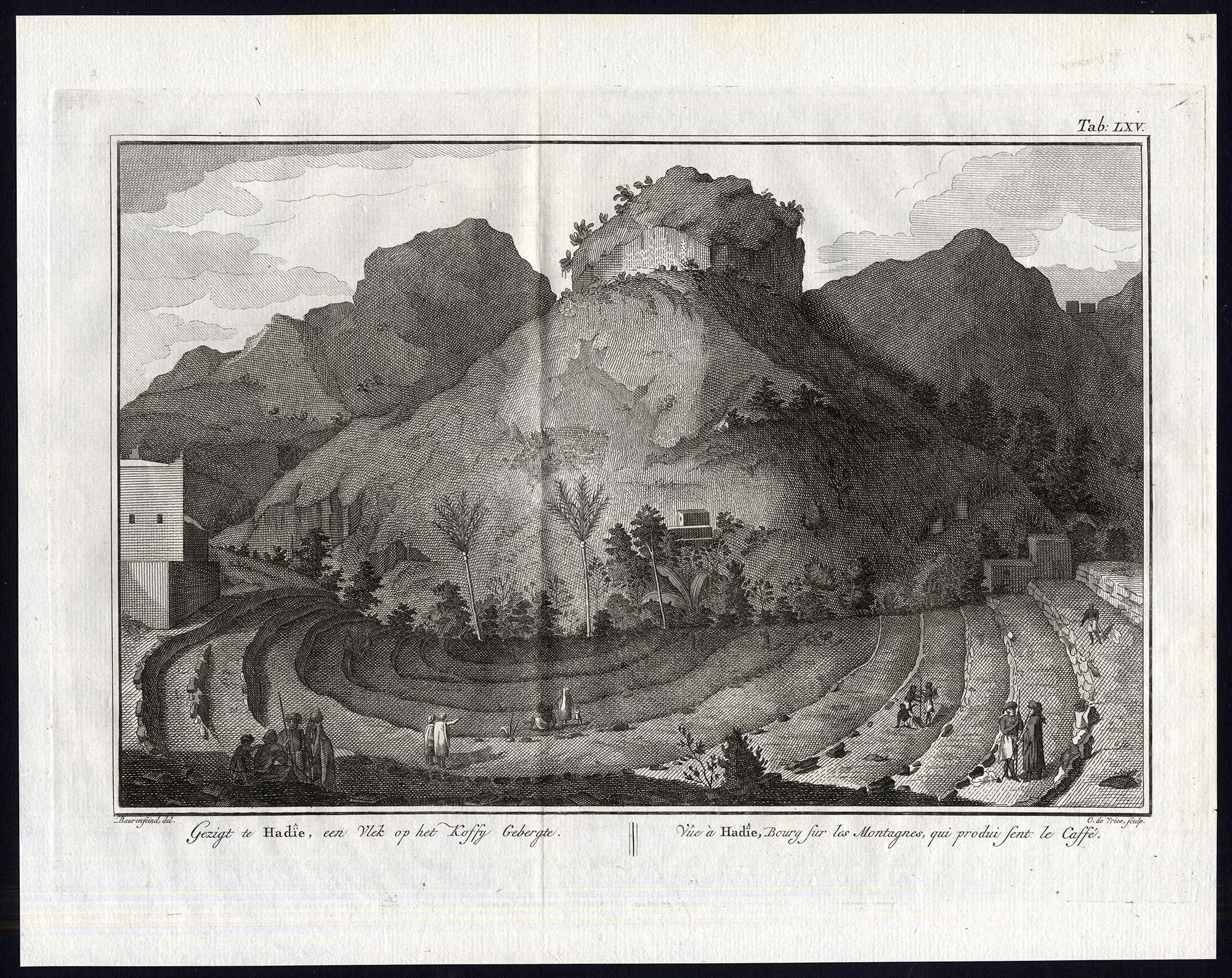 Antique Print-YEMEN-HADIE-VIEW-COFFEE MOUNTANS-Niebuhr-De Vries-1776