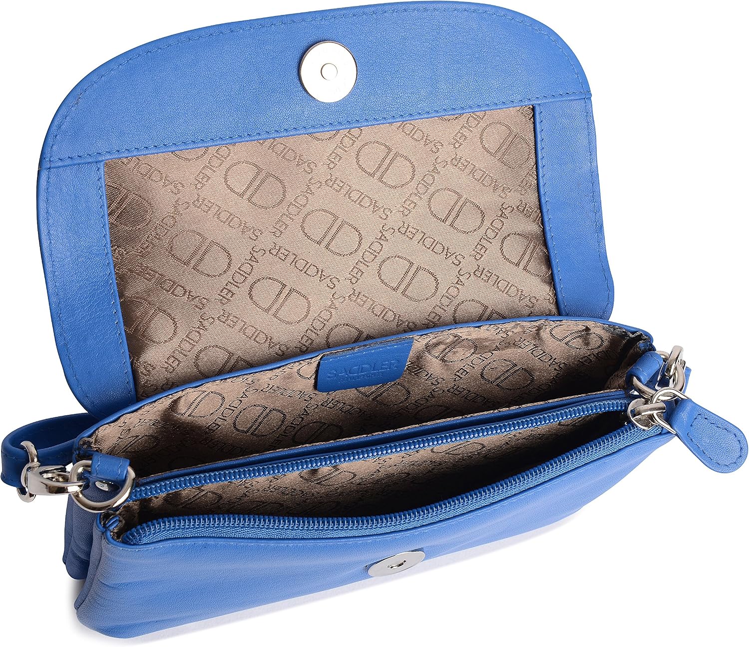 SADDLER "Audrey Real Leather Crossbody Bag - Slim Ladies Handbag & Clutch, Blue - Image 5