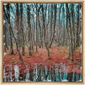 SIGNWIN Framed Canvas Wall Art Pine Forest Near...