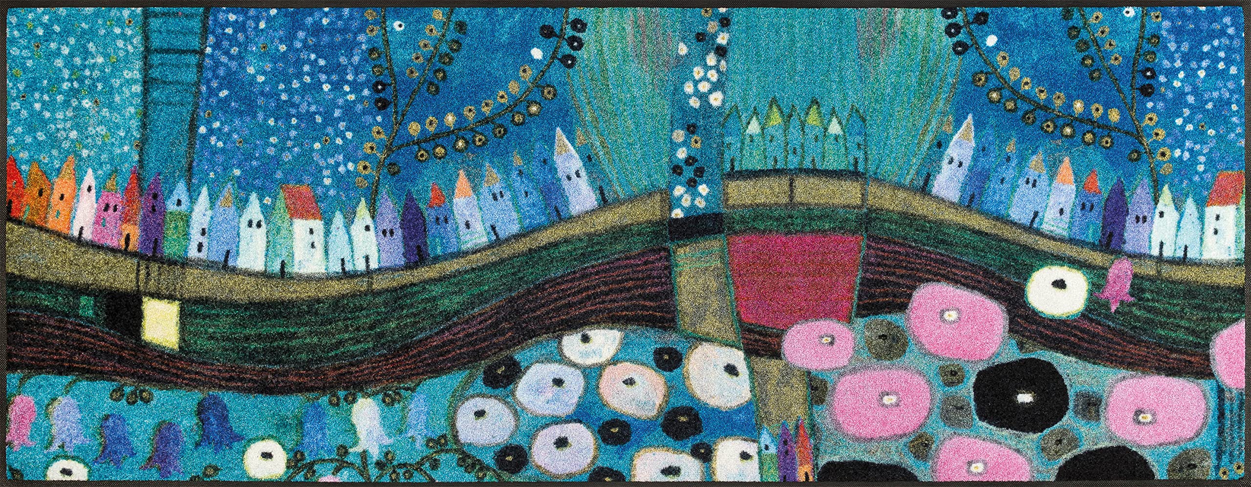 wash+dry City in Blue Acrylic Door Mat 75 x 190 x 0.7 cm