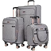 kensie Hudson Softside 3-Piece Spinner Luggage Set, Heather Gray