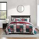 Nautica - Queen Quilt Set, Cotton Reversible Bedding with Matching Sham(s), Casual Home Decor for All Seasons (Emmet Patchwork Red, Queen)