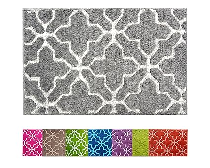 RIDHI FURNISHINGS Anti Skid Microfibre Maximum Absoebent Soft Washable Bath,Door,Bedroom MAT with Latex Rubber Backing (Grey, Medium)