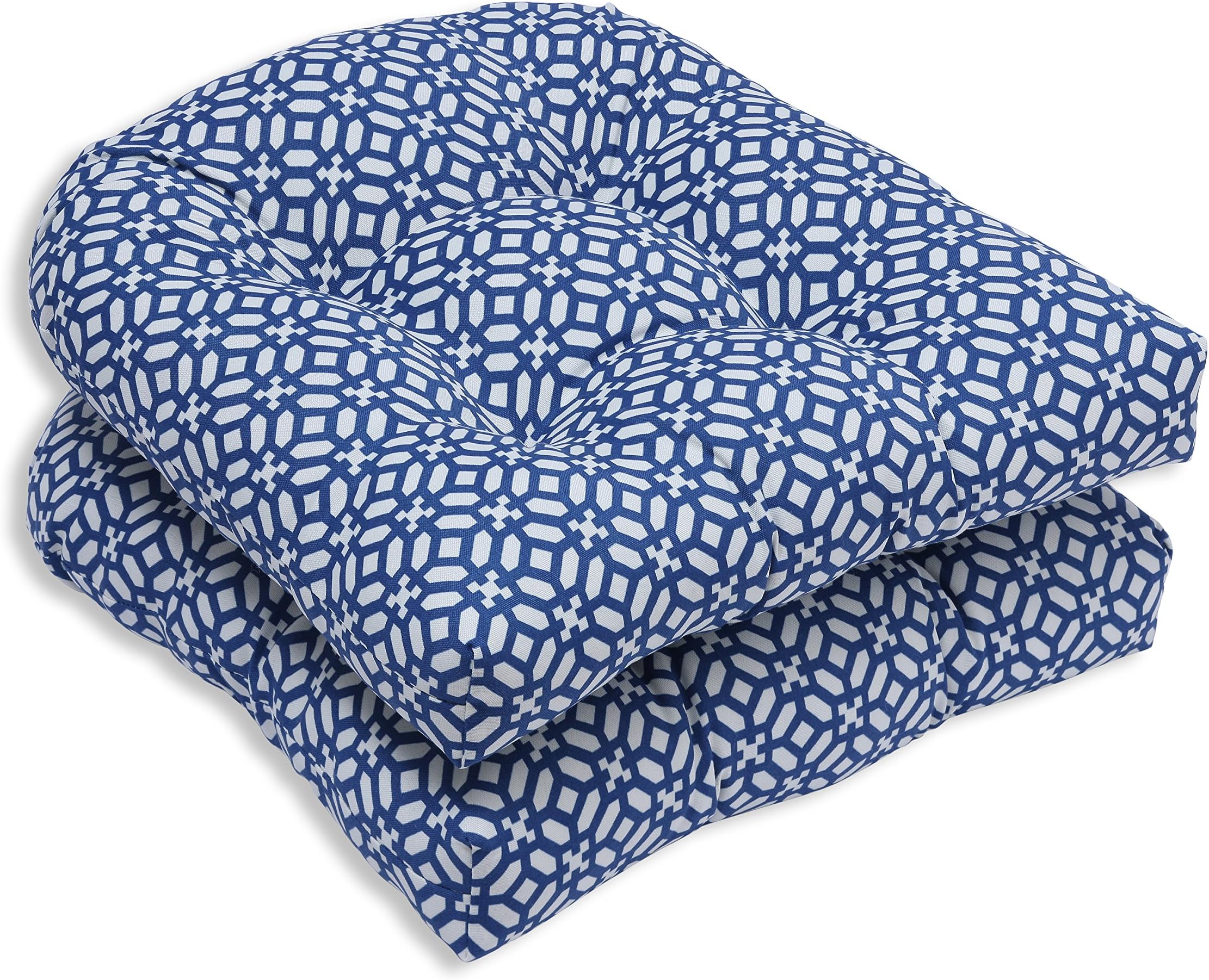 Pillow Perfect Outdoor/Indoor in The Frame Wicker Seat Cushion (Set of 2), Sapphire