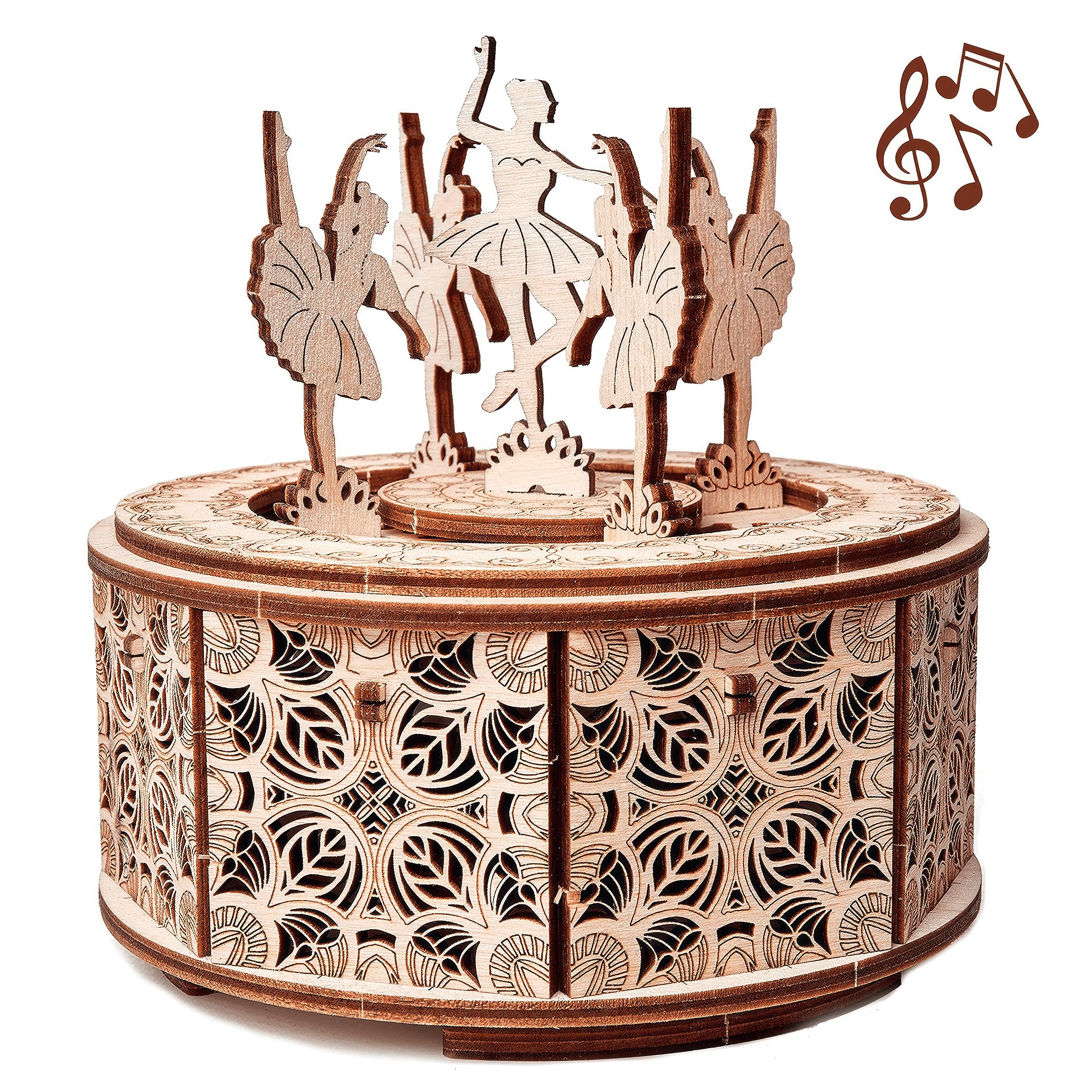 Wood Trick Dancing Ballerina Music Box Kit Swan Lake, DIY Wooden Musical Box Ballerina - 3D Wooden Puzzle, Assembly Model, Brain Teaser for Adults and Kids
