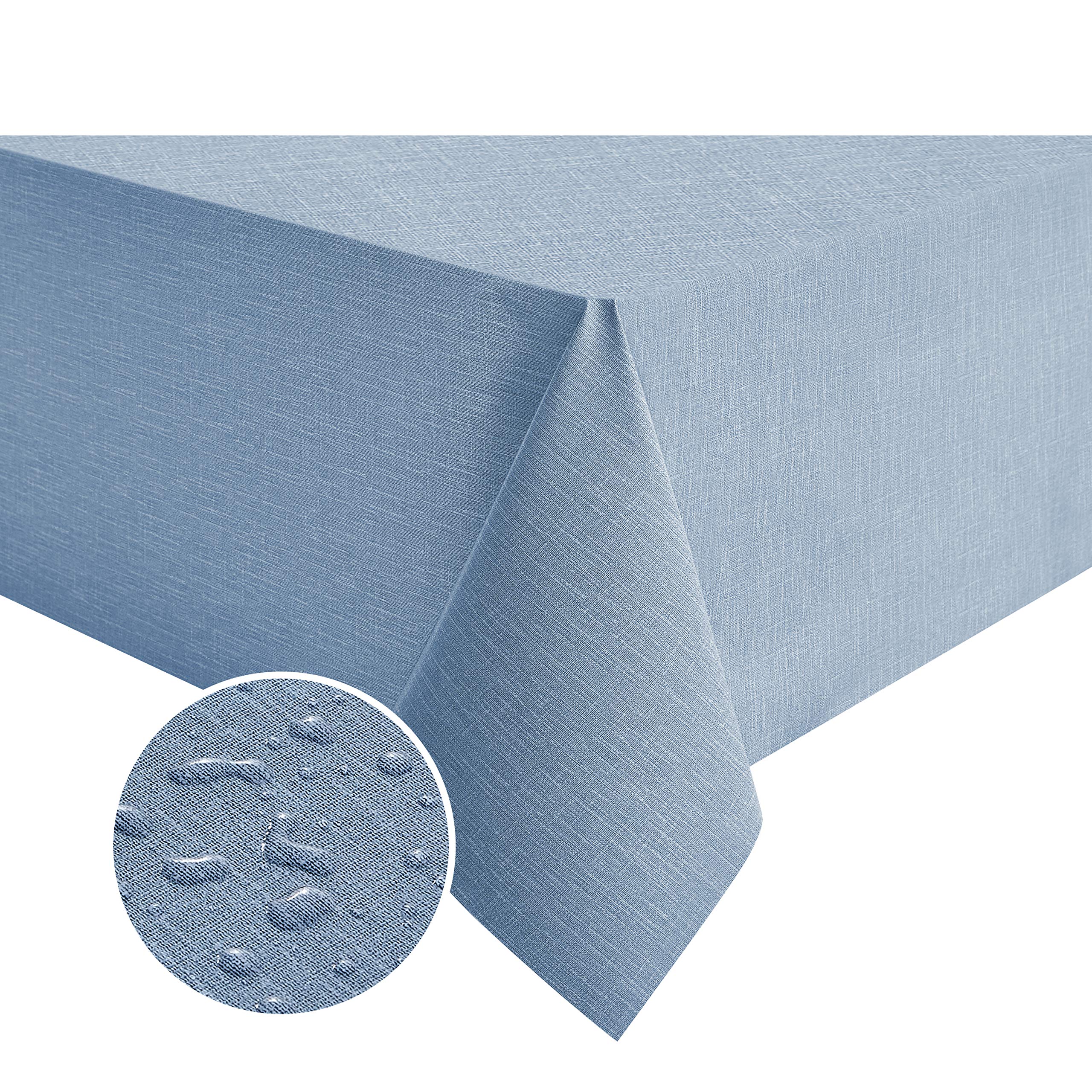 NLMUVW Blue Vinyl Tablecloth for Rectangle, Heavy Duty PVC Table Cloth Waterproof Oil Proof Wipe Clean Table Cover for Kitchen Dining Picnic, 54 x 78 Inch