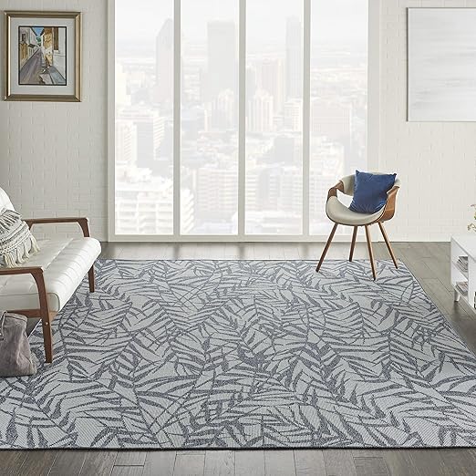Amazon Com Nourison Calabas Indoor Outdoor Botanical Light Blue Slate Area Rug 8 10 X 12 8 10 X12 106144 Furniture Decor