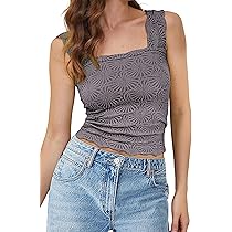 ETOSELL Women's Square Neck Tank Top Slim Fitted Crop Top