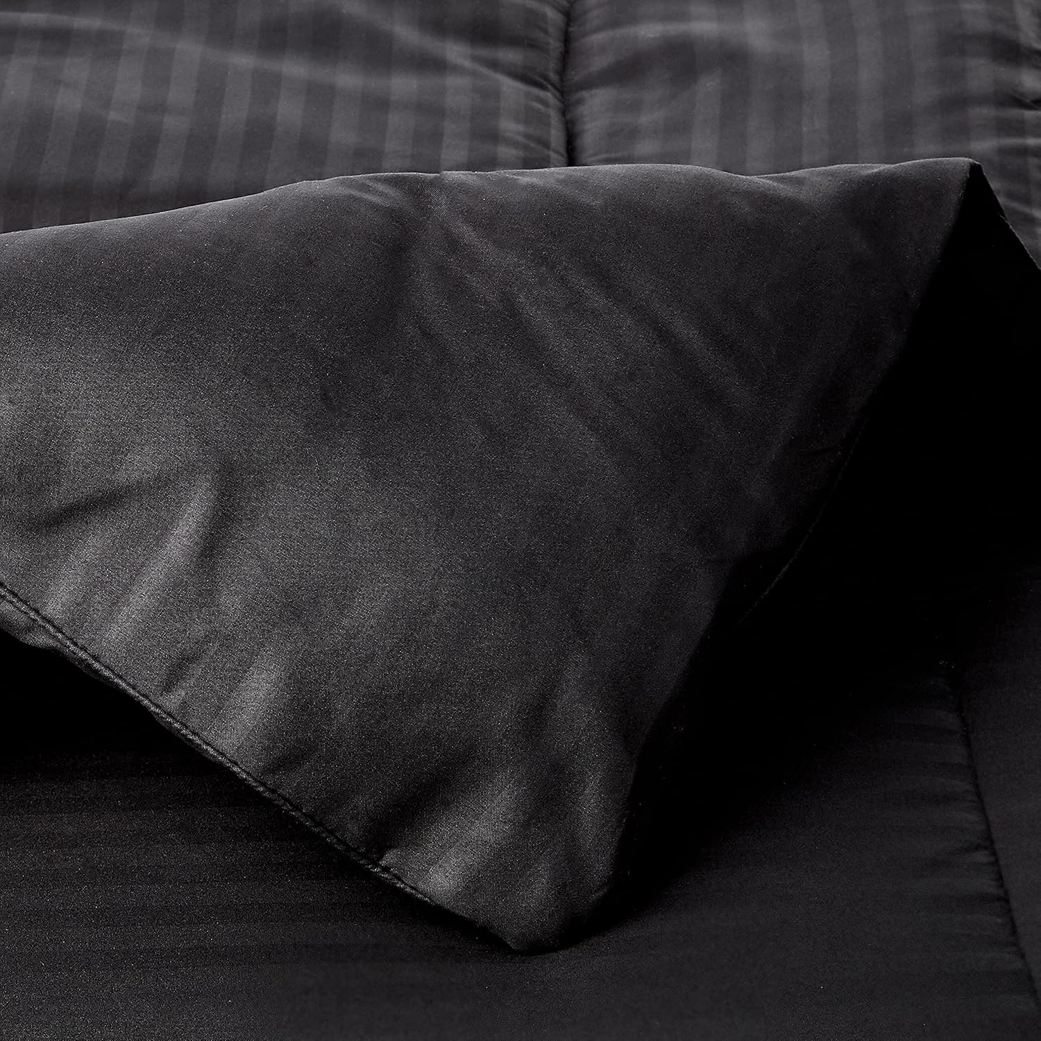 Sweet Home Collection 8 Piece Comforter Set Bag with Unique Design, Bed Sheets, 2 Pillowcases & 2 Shams Down Alternative All Season Warmth, Queen, Dobby Black: Home & Kitchen