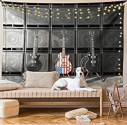 Ambesonne American Flag Tapestry, Black and Us Bass