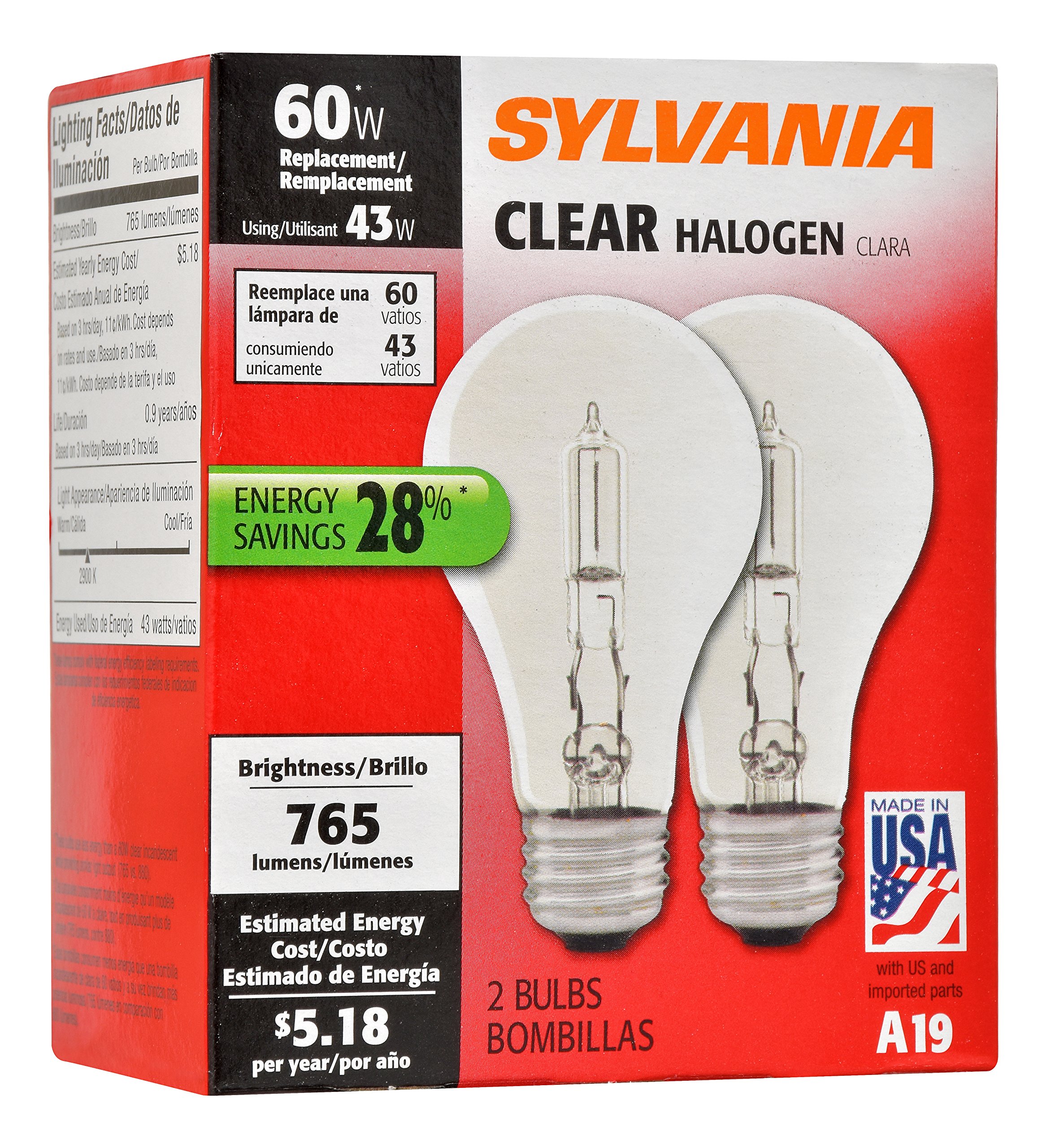 OSRAM SYLVANIA SYLVANIA Home Lighting 52550 Halogen Bulb, A1943W2900K
