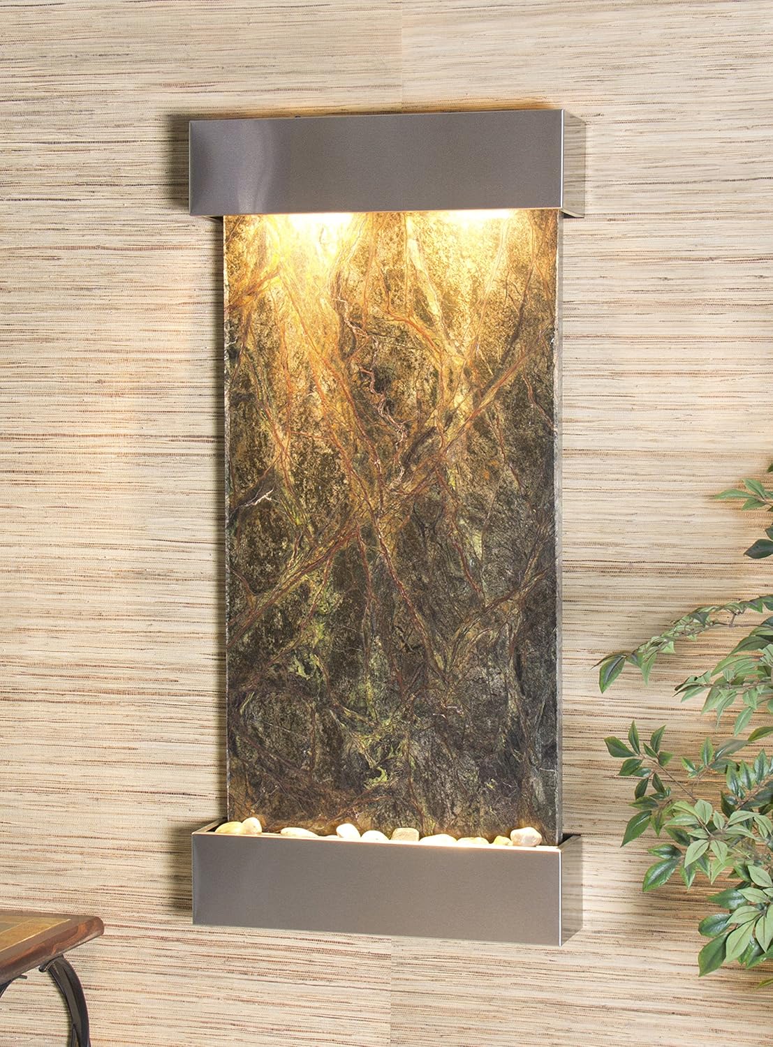 Whispering Creek Water Feature with Stainless Steel and Square Edges (Green Marble): Home & Kitchen