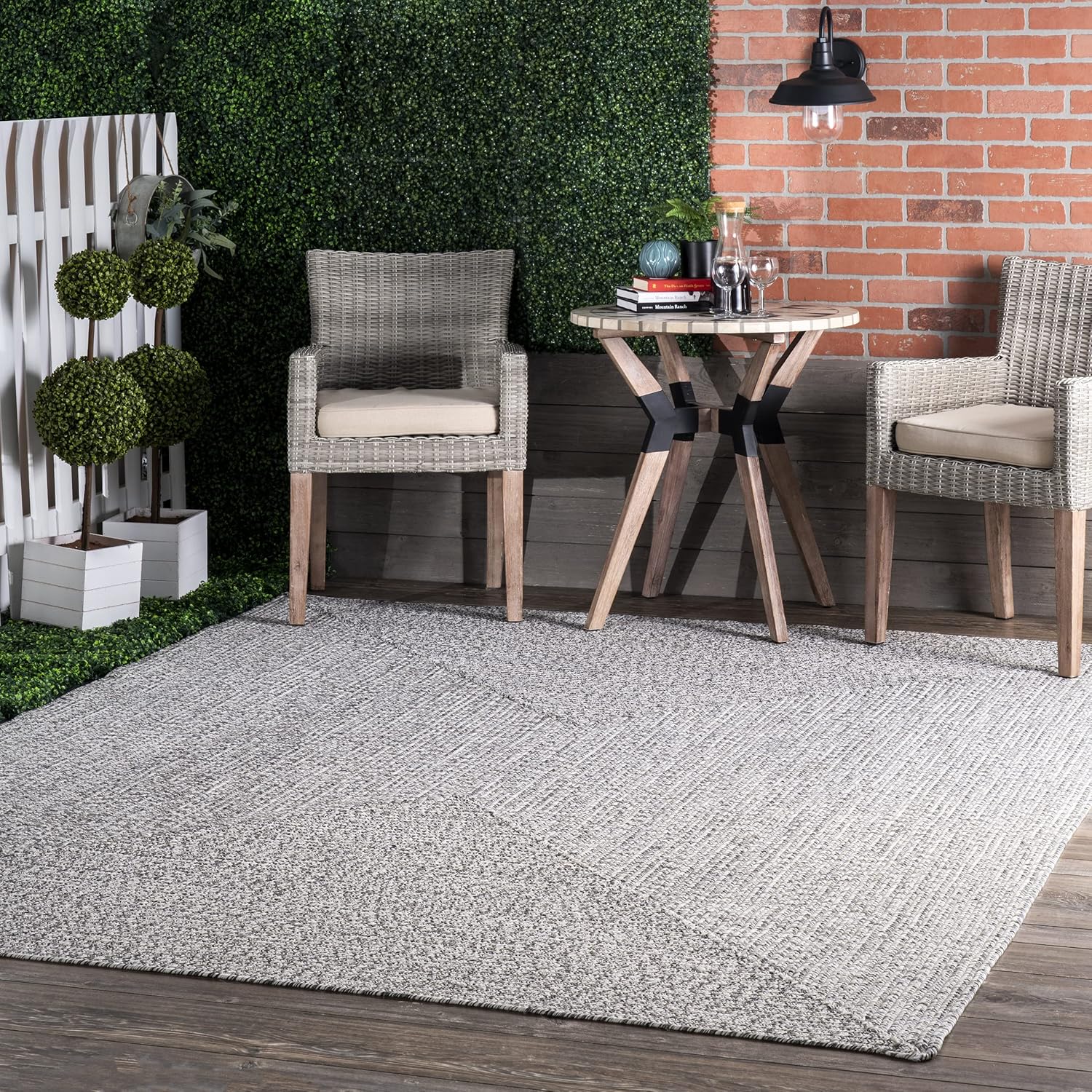 Rugs, Pads & Protectors - nuLOOM Wynn Braided Indoor/Outdoor Accent Rug, 2' x 3', Light Grey/Salt and Pepper