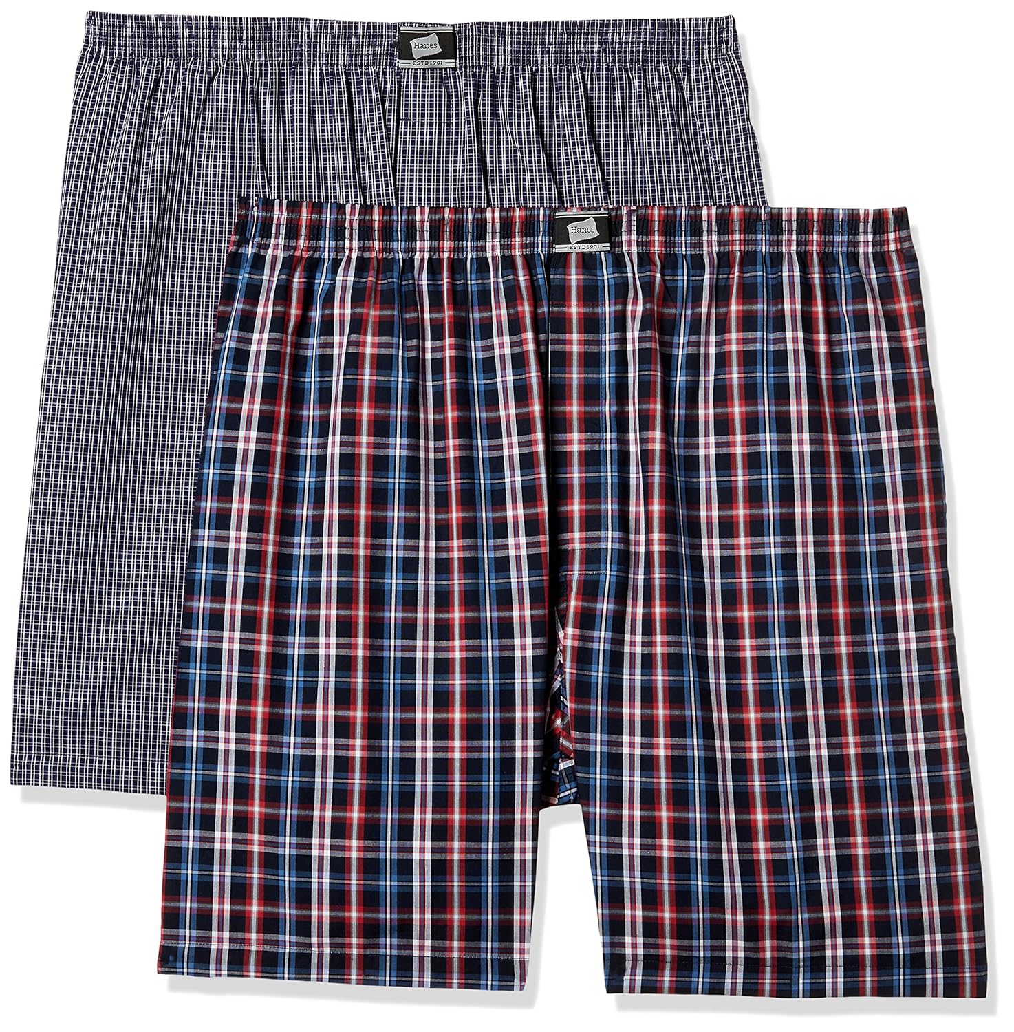 Buy Hanes Men's Checkered Cotton Boxer Shorts (Pack of 2) 8907686437385