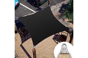 ColourTree Super Ring 11' x 11 Black Customized Size Sun Shade Sail,Commercial Grade UPF50 Canopy Structure, Reinforced Corners & Edges, 260 GSM Fabric Heavy Duty -3 Years Warranty