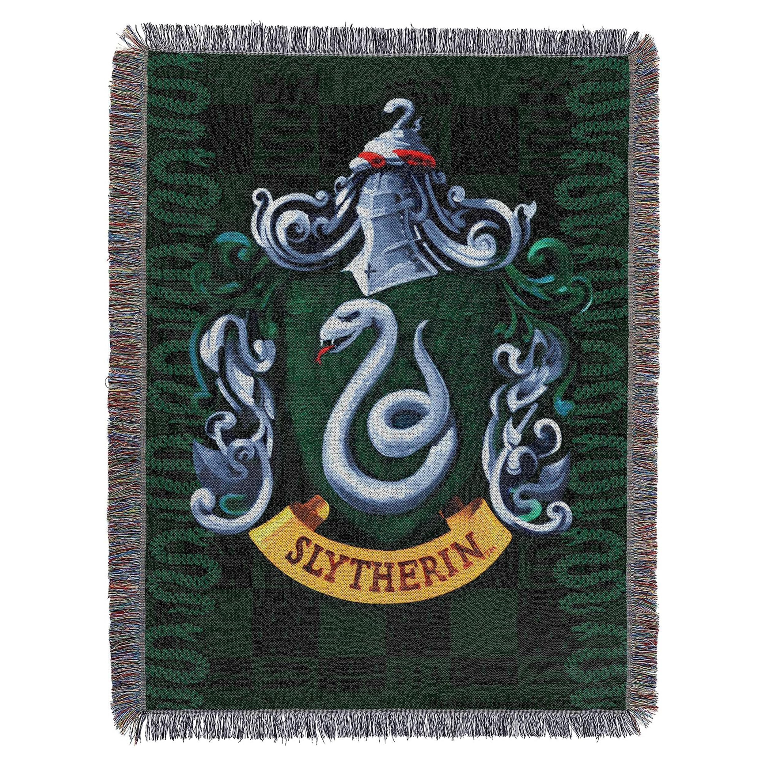 Photo 1 of Northwest Harry Potter Woven Tapestry Throw Blanket, Designer Home Décor, Modern, Unique Gift, 48" x 60", Slytherin Shield