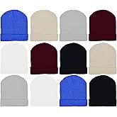 12 Pack Winter Beanie Hats for Men Women, Warm Cozy Knitted Cuffed Skull Cap, Wholesale